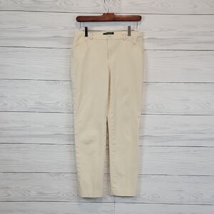 Lauren Ralph Lauren Light Cream Straight-Leg Cotton Pants Womens Size 4